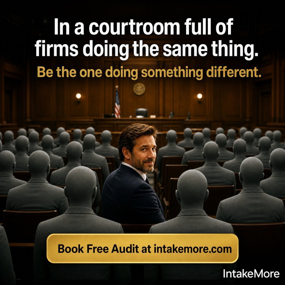 Courtroom differentiation ad for IntakeMore
